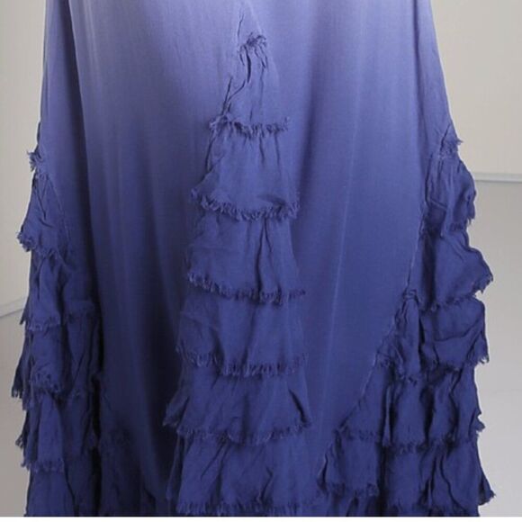 Free People XS Hazy Days Maxi Slip Dress Summer Sexy Purple Boho Ruffle Coquette - Picture 7 of 16